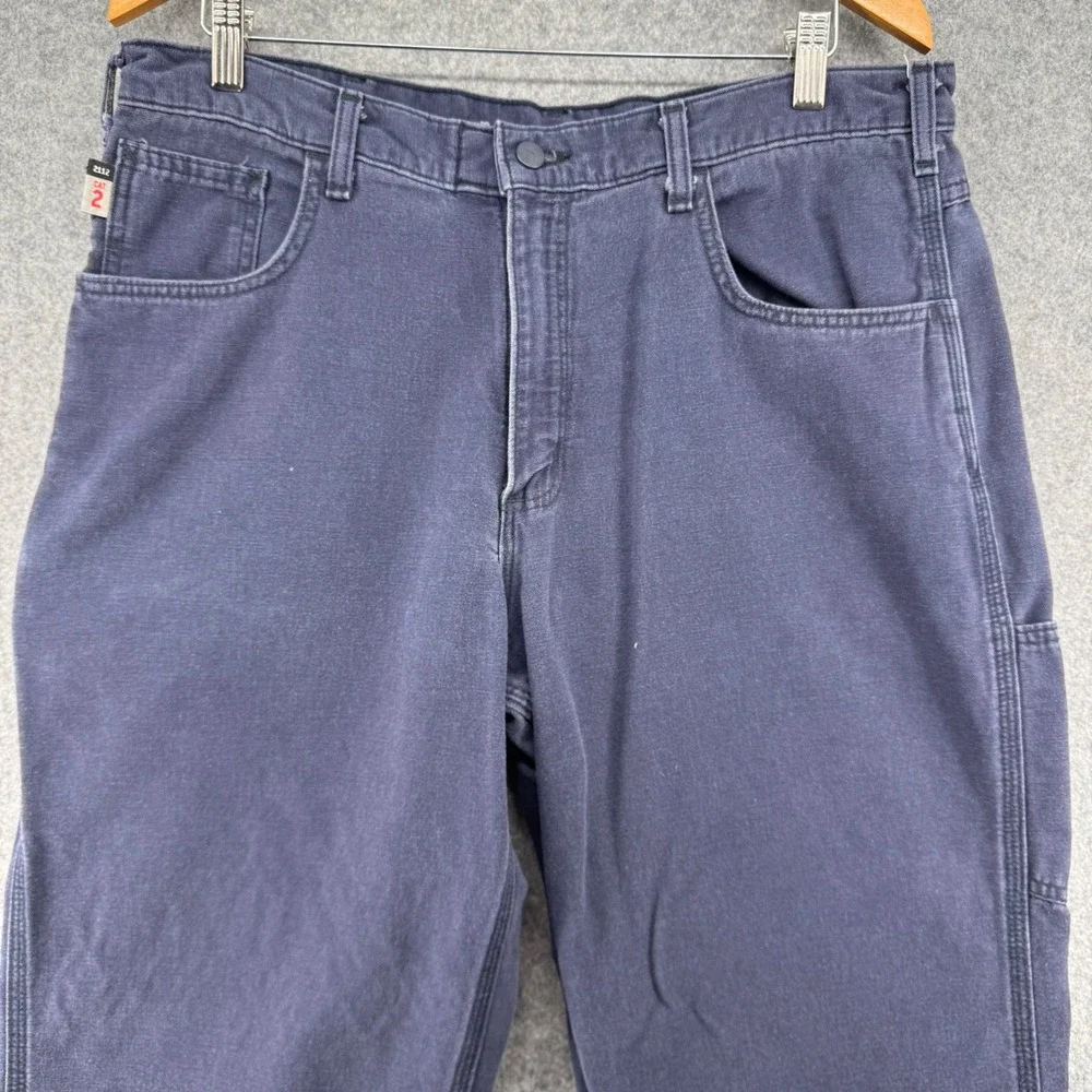 Carhartt FR Work Pants Mens 36x25 Navy Blue Flame Resistant Carpenter FRB159-DNY